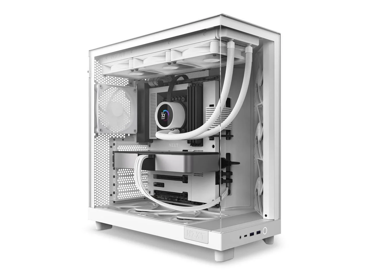 2025 H6 FLOW White Compact Mid-Tower Case, Dual-Chamber Design, Optimized Airflow, Tempered Glass