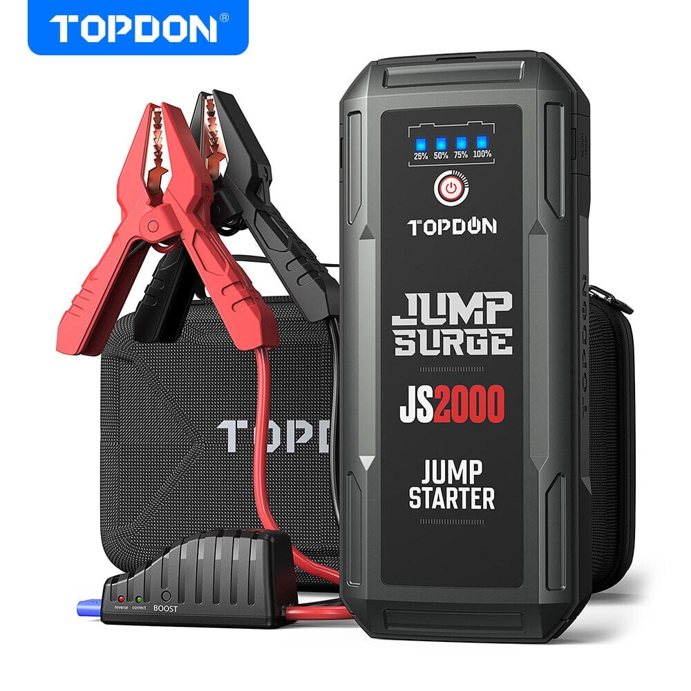 2025 Car Jump Starter, TOPDON JS2000 16000mAh 2000A Peak Portable Car Battery Booster for Up to 8L Gas/6L Diesel Engines