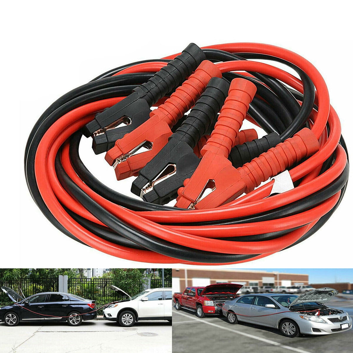2025 6m 3000A Car Battery Power Emergency Cable Jump Start Firing Line Power Wire Copper Clip Clamp Boost Cord Bateria Auto (Black and Red)