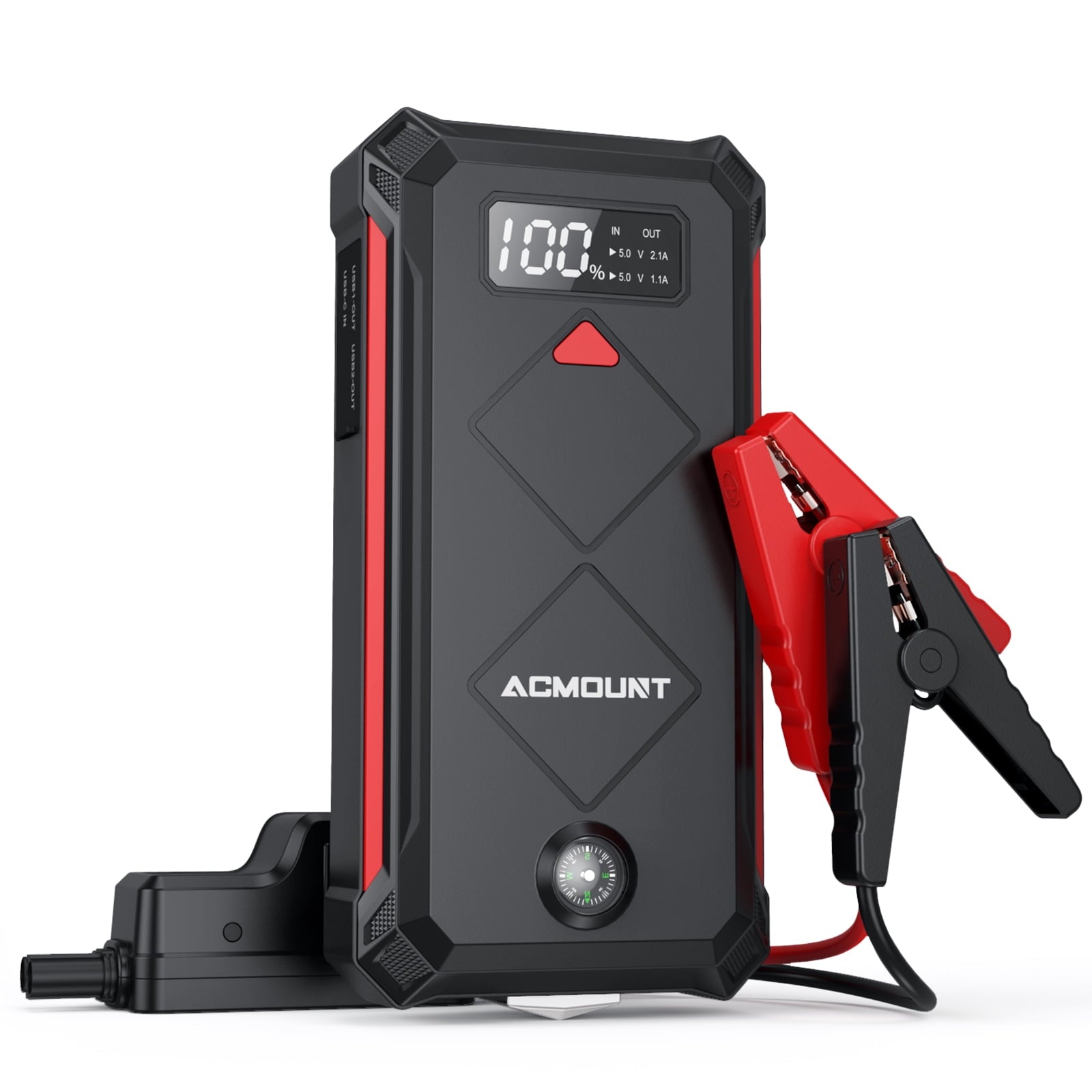 2025 Car Jump Starter, Acmount 2000A 12V Portable Battery Jump Starter Box for up to 9L Gas or 7L Diesel Engine with LED Screen & LED Light
