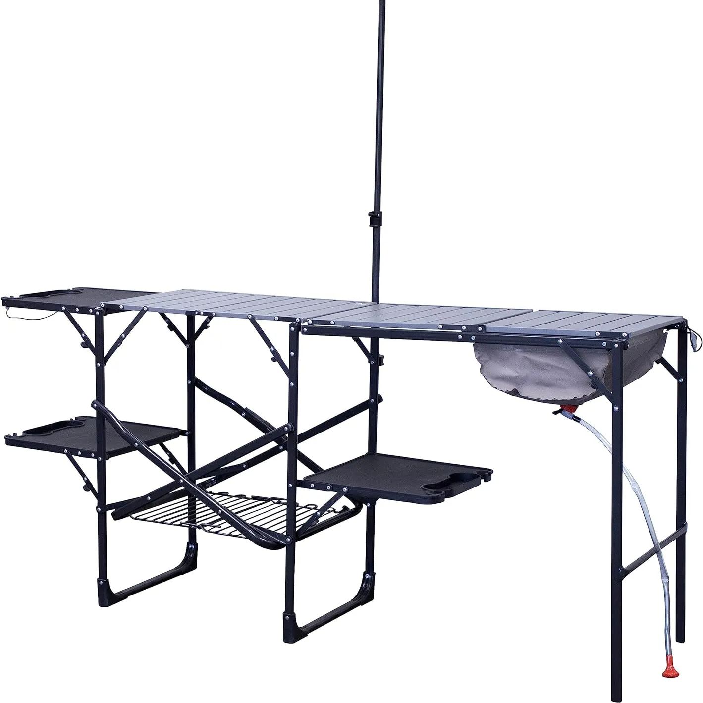 2025 Portable Folding Kitchen Table with Soft Shell Sink Heat Resistant Tabletop