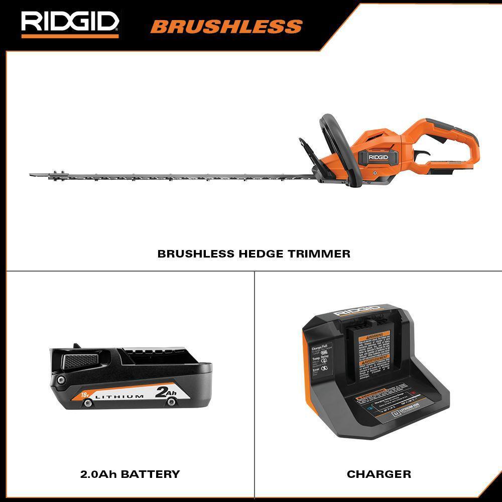 2025 18V Brushless 22′′ Hedge Trimmer Kit with 2.0 Ah Battery & Charger