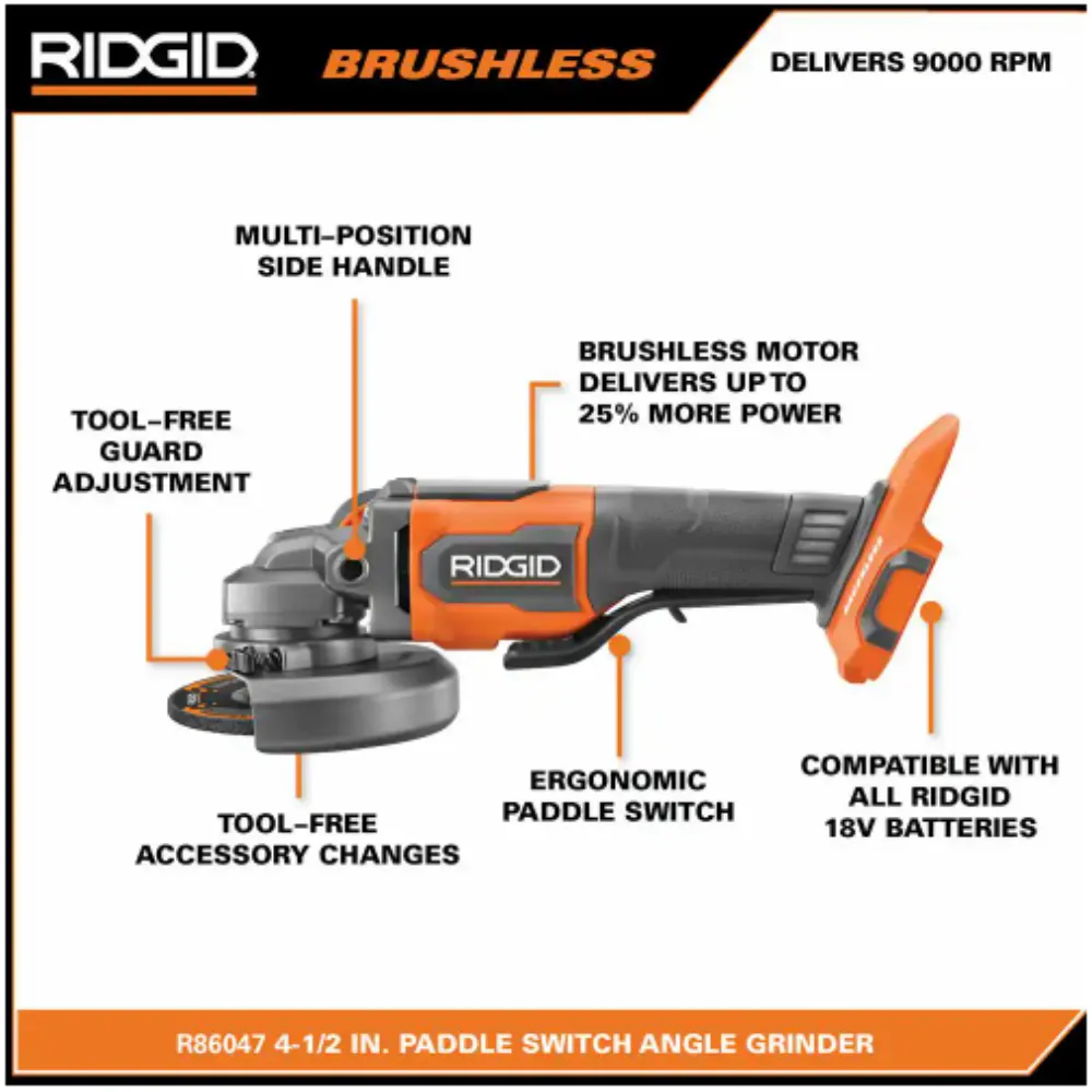 2025 8V Brushless Cordless 4-1/2 in. Angle Grinder Kit with 4.0 Ah Battery and Charger