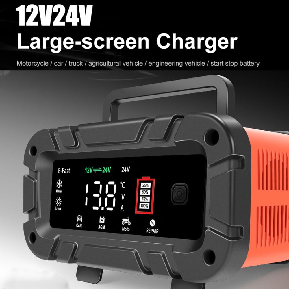 2025 Car Battery Chargers /24V Intelligent Pulse Repairing Device Automotive Battery Trickle Maintainer with LCD Digital Display for Car Truck Motorcycle Battery Leadacid Battery