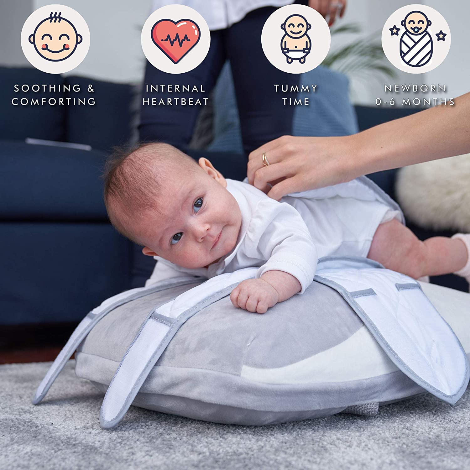 2025 Newborn Comfort Cushion with Gentle Vibration and Heartbeat Sound, Helps Prevent Colic, Relieves Gas and Reflux, Provides Essential Tummy Time