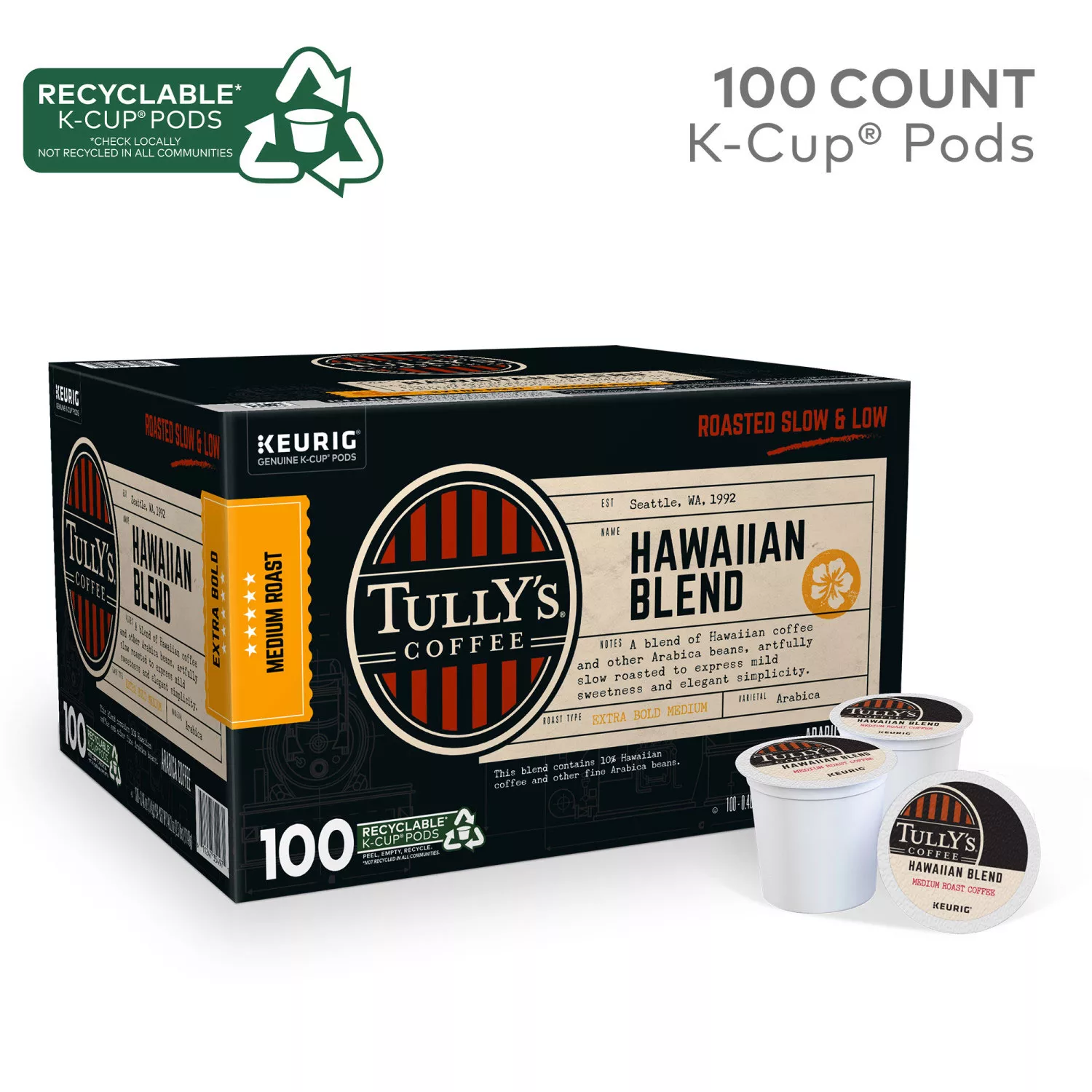 2025 Coffee Hawaiian Blend K-Cup for Keurig Brewers (Pack of 100)
