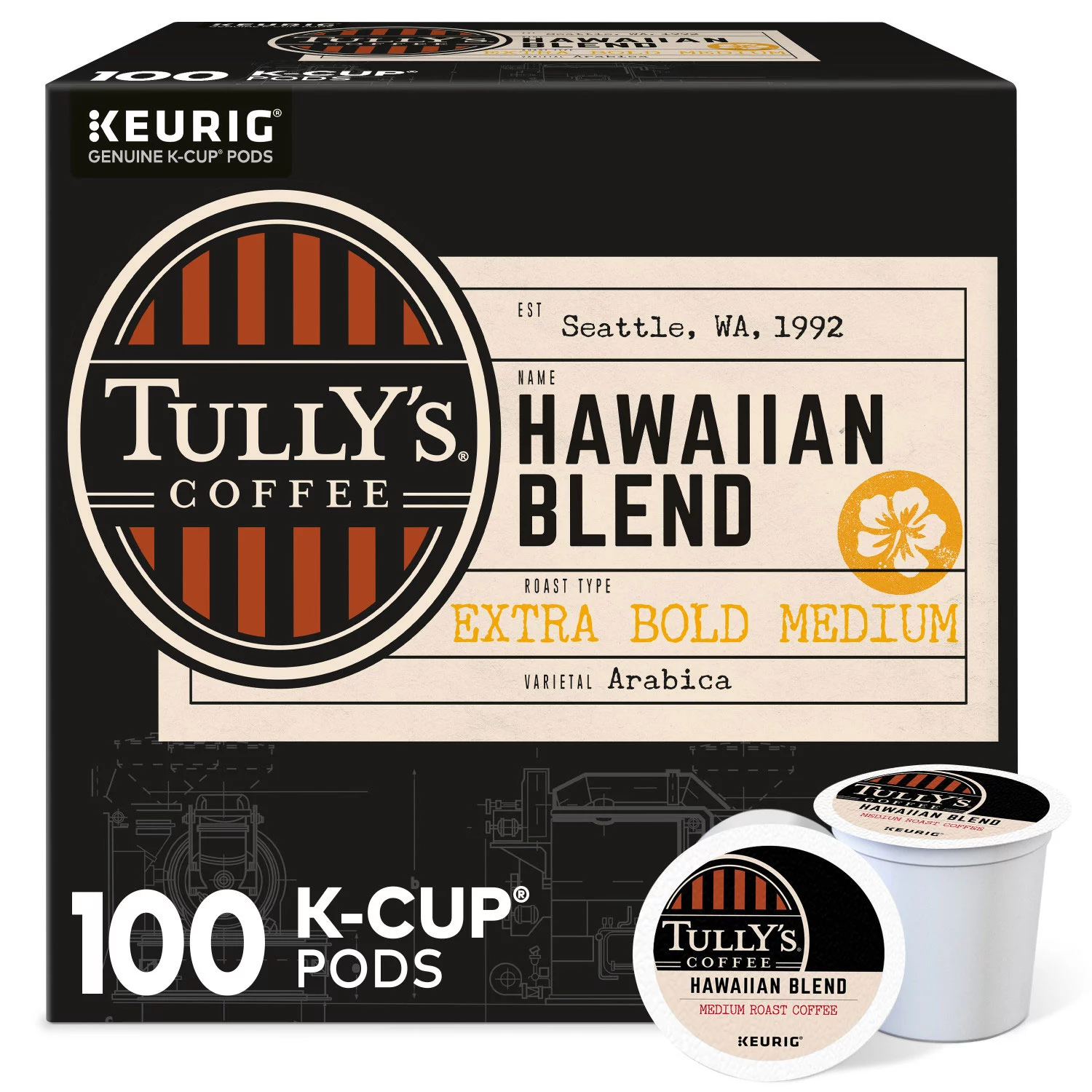 2025 Coffee Hawaiian Blend K-Cup for Keurig Brewers (Pack of 100)