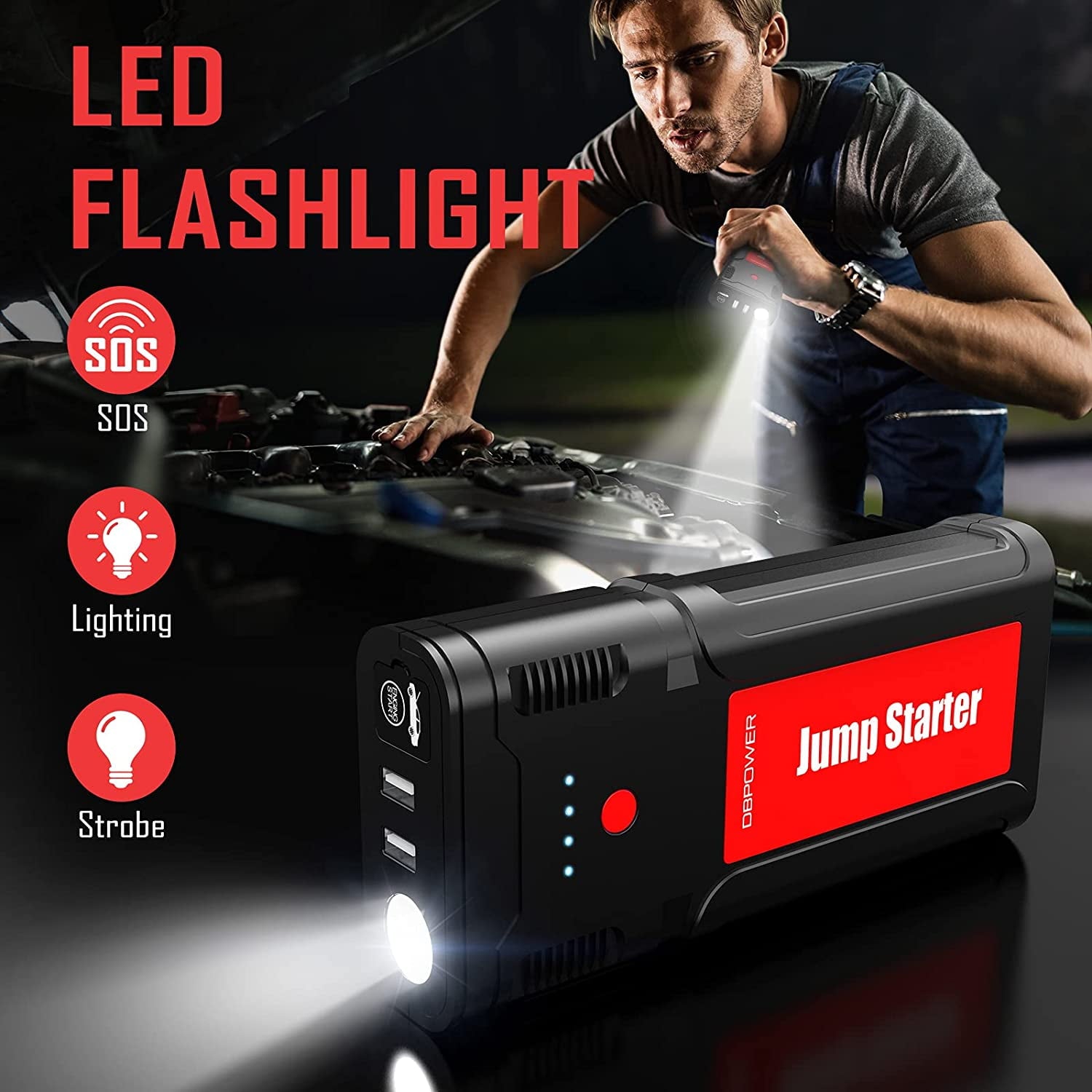 2025 G15 Portable Car Battery Jump Starter 12V 2500A 21800mAh Auto Battery Booster 8.0L Gasoline/6.5L Diesel Engines