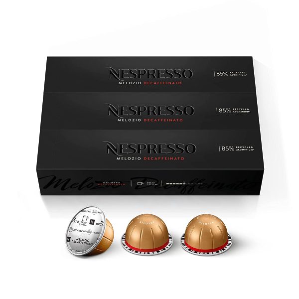 2025 Vertuo Melozio Decaffeinato, Medium Roast Espresso, 30 Count Coffee Capsules (VERTUO ONLY)