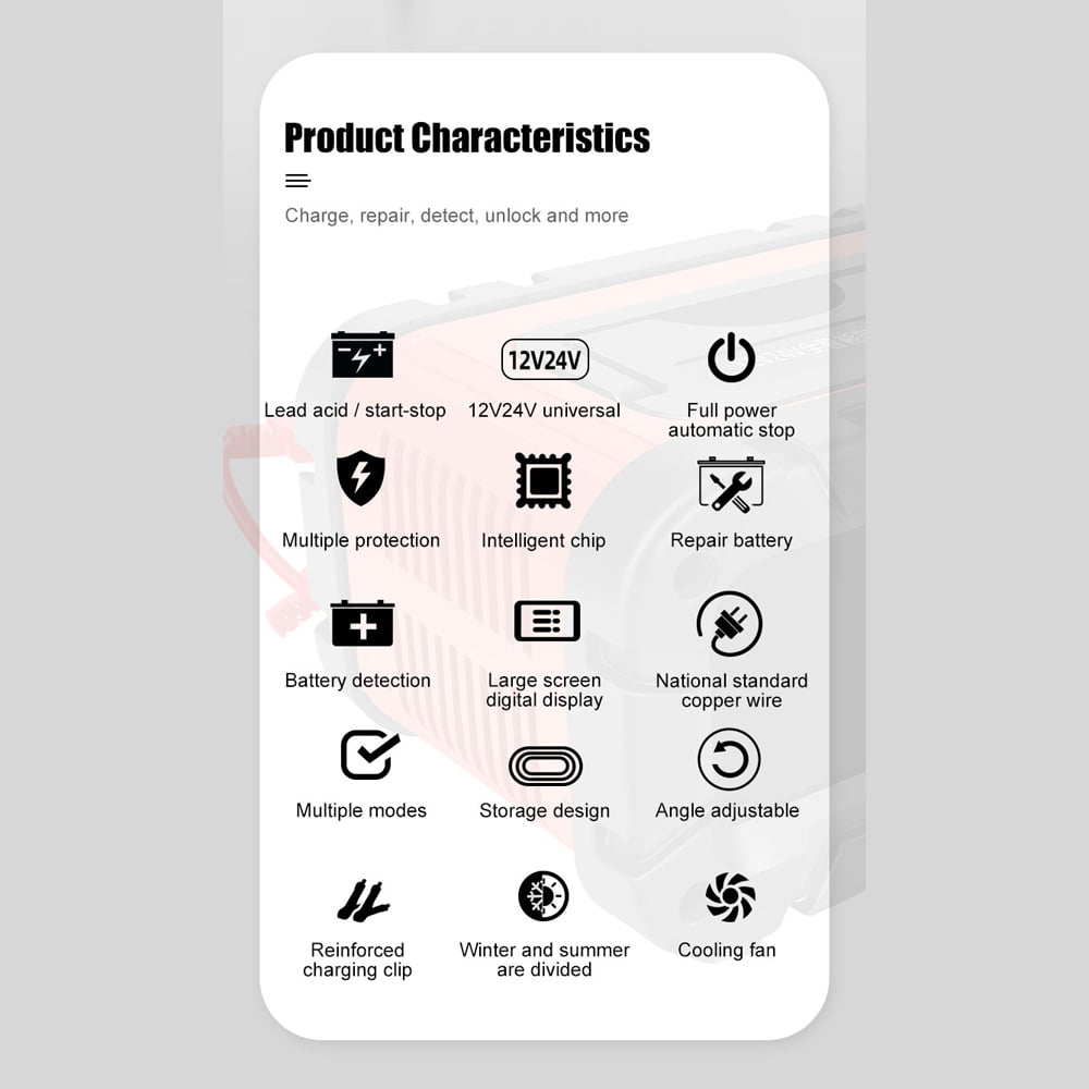 2025 Car Battery Chargers /24V Intelligent Pulse Repairing Device Automotive Battery Trickle Maintainer with LCD Digital Display for Car Truck Motorcycle Battery Leadacid Battery