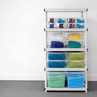 2025 5-Tier Plastic Shelving Unit, 72′′x36′′x24′′, 200 lbs Capacity, Gray