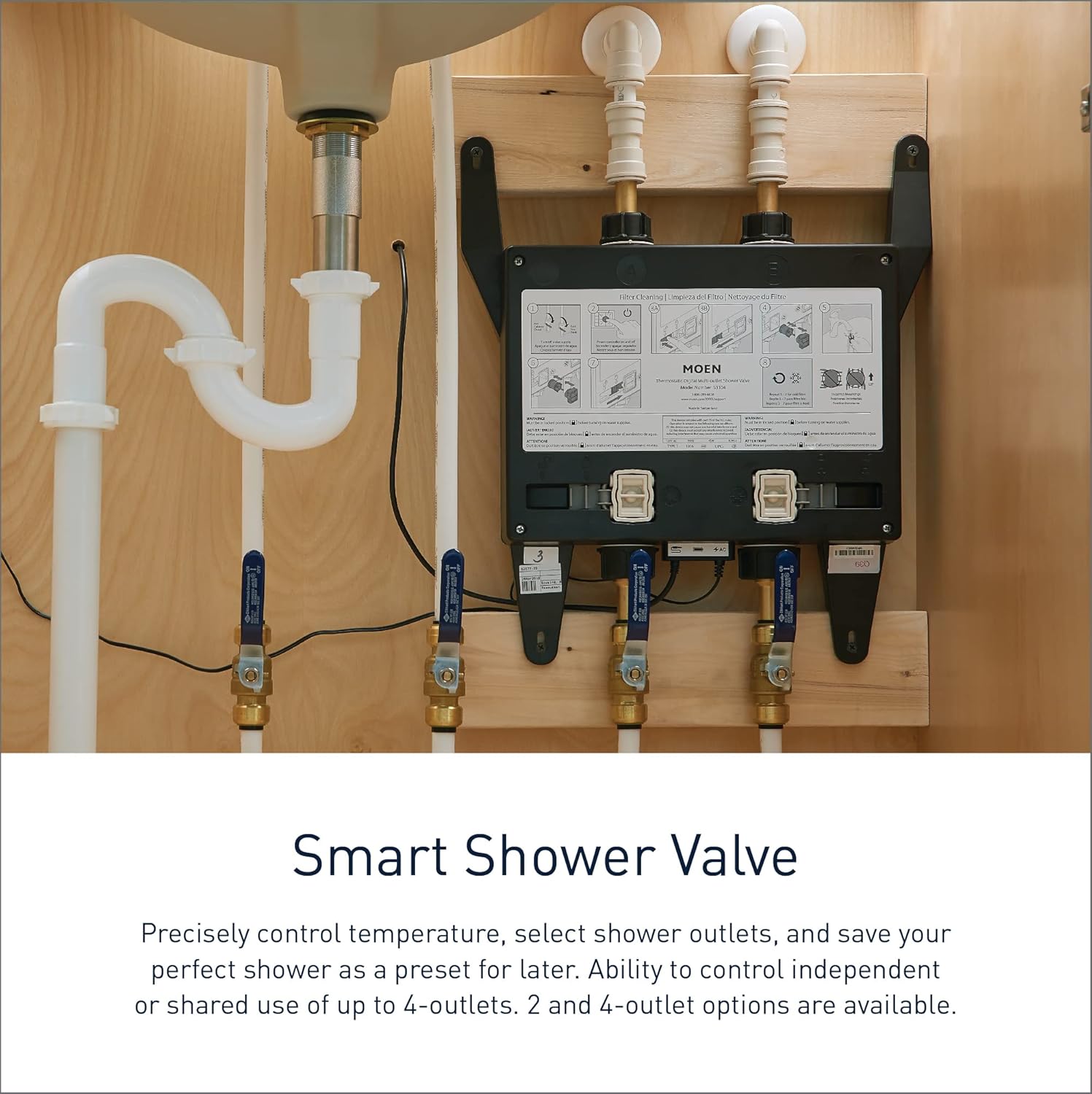 2025 Smart Shower 2-Outlet Digital Thermostatic Shower Valve with 1/2-Inch Connection