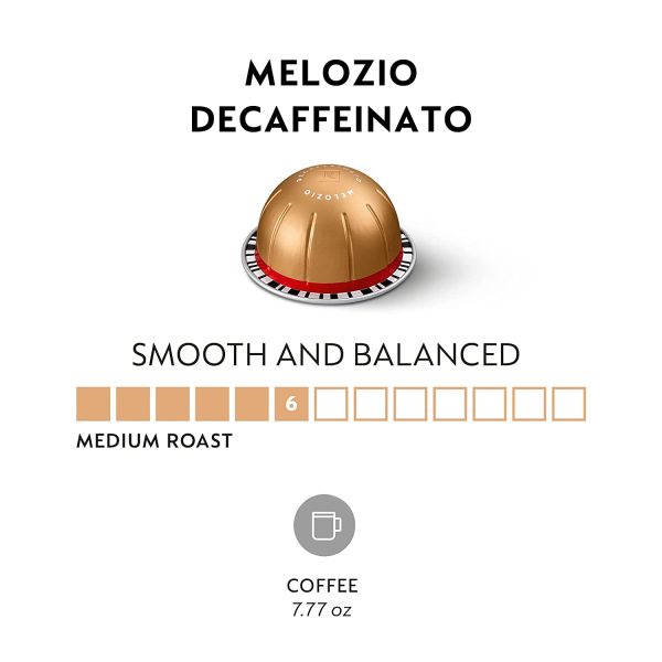 2025 Vertuo Melozio Decaffeinato, Medium Roast Espresso, 30 Count Coffee Capsules (VERTUO ONLY)