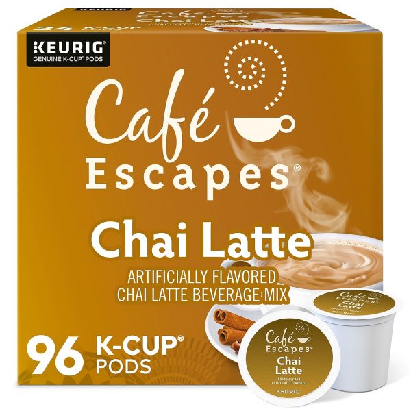 2025 Cafe Escapes Chai Latte Keurig Single-Serve K-Cup Pods, 96 Count (4 Packs of 24)
