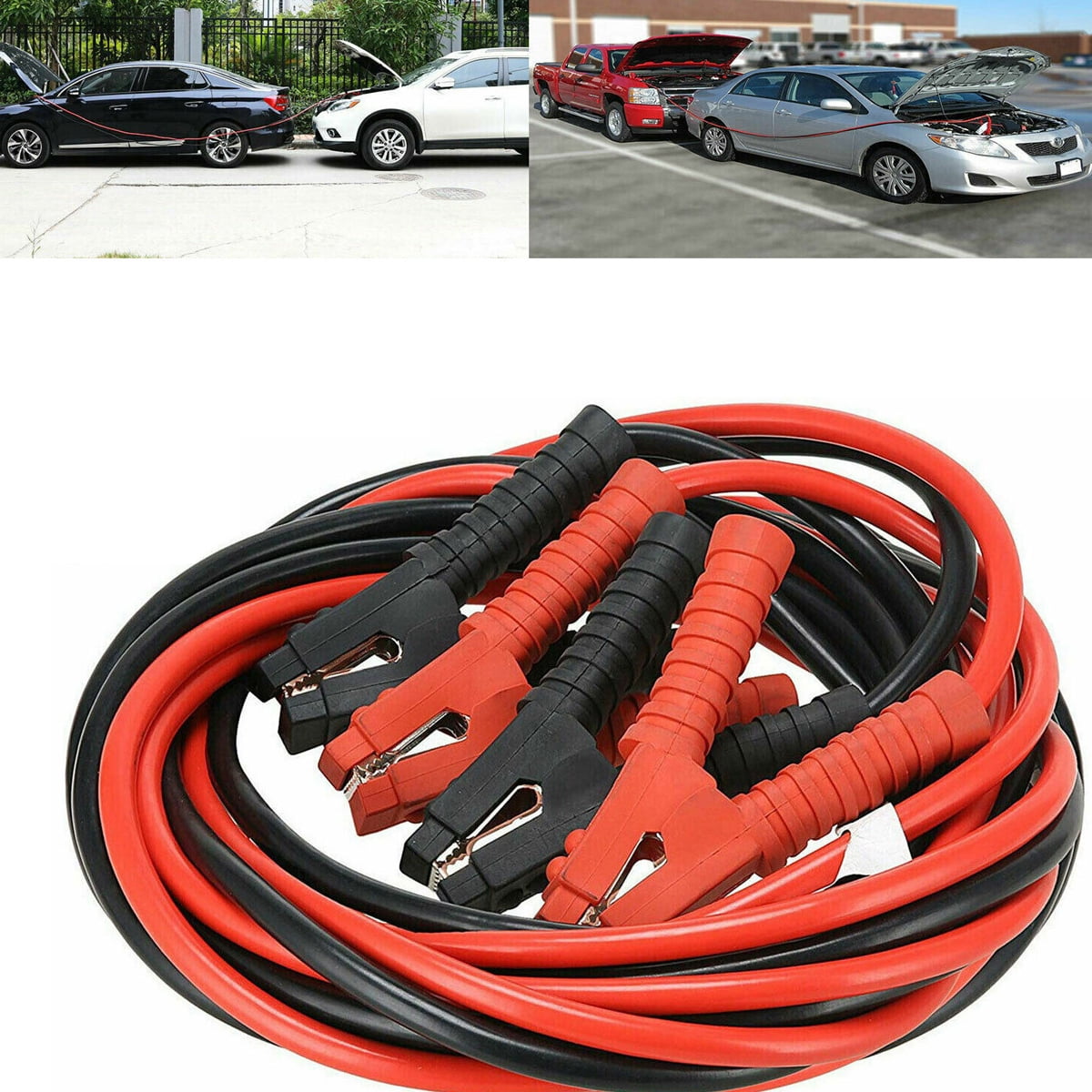2025 6m 3000A Car Battery Power Emergency Cable Jump Start Firing Line Power Wire Copper Clip Clamp Boost Cord Bateria Auto (Black and Red)