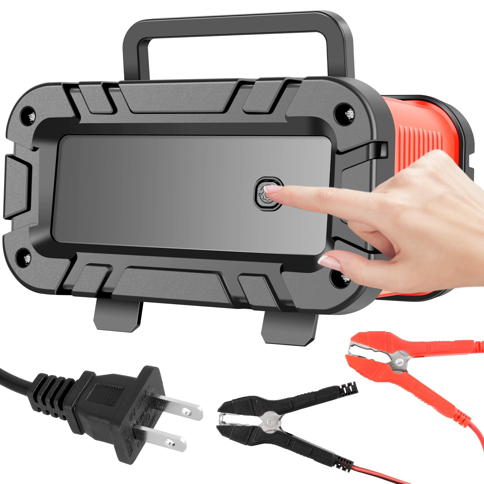 2025 Battery Charger 12/24V Auto Stop Battery Trickle Charger with 4 Modes Temperature Compensation Battery Maintainer Battery Repair Device for Car Boat Motorcycle Lawn Mower (Red)