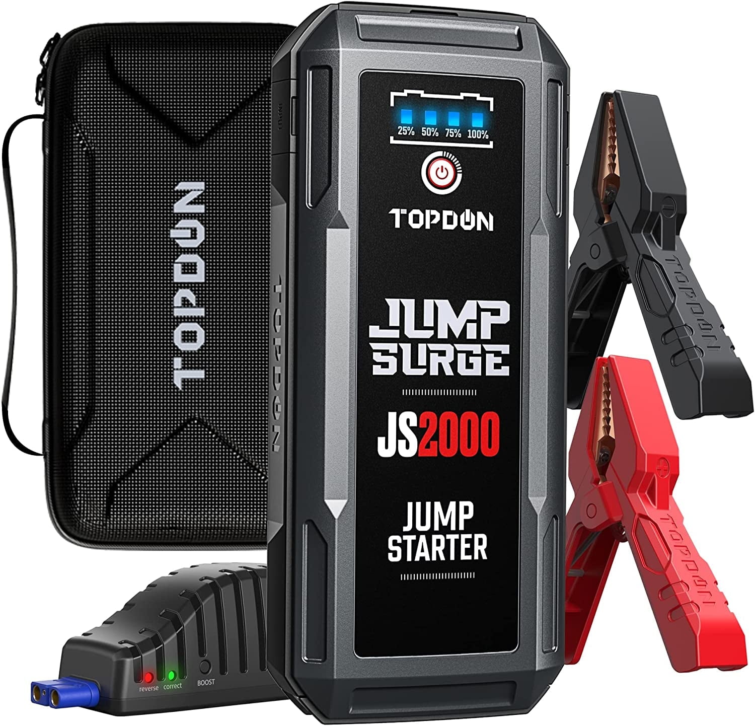2025 Car Jump Starter Battery Charger TOPDON JS2000 16000mAh 2000A Peak Portable Car Battery Booster