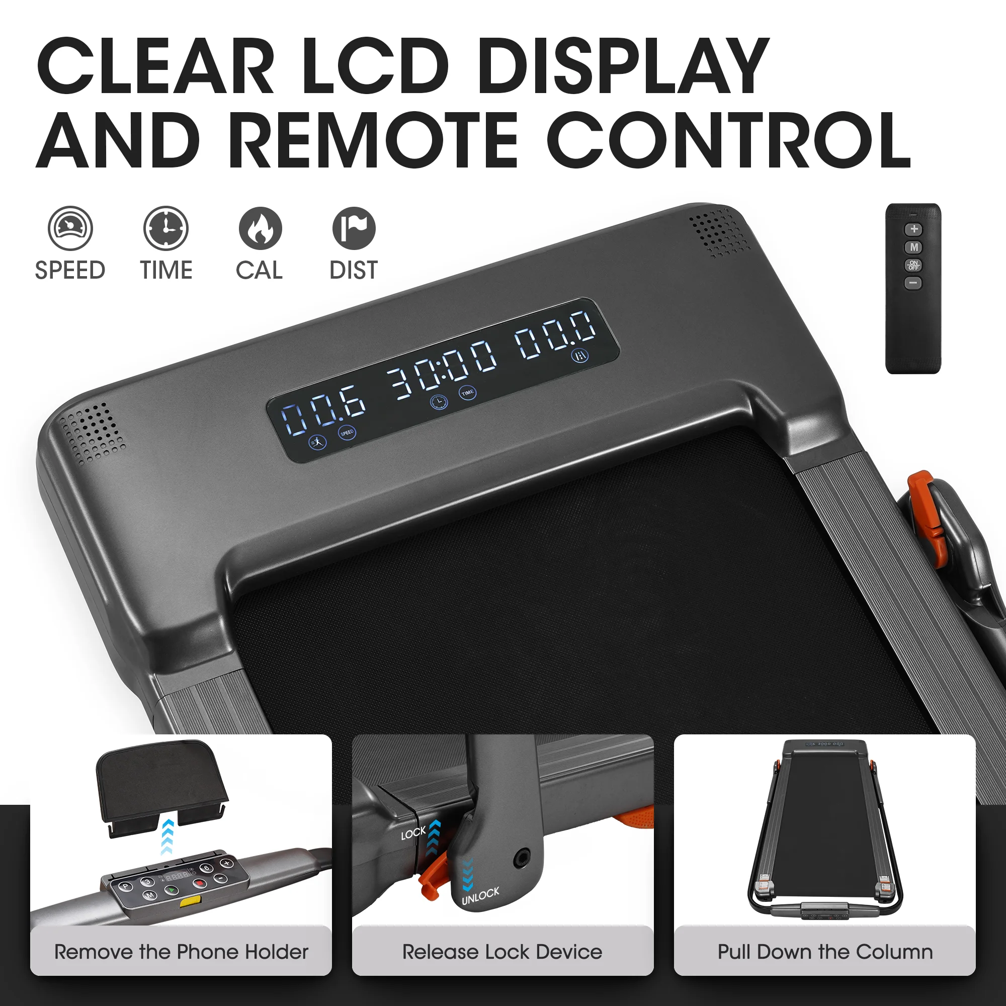 2025 2 in 1 Folding Under Desk Treadmill Max 7.5MPH 2.5HP with Remote Control, Walking Pad for Home/Office Use, 265lbs Weight Capacity