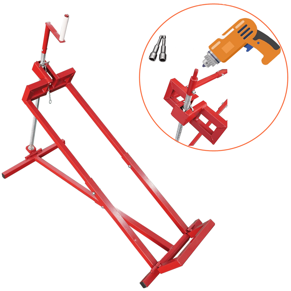 2025 Lift Jack -Lifting Platform 882 Lbs Capacity for Garden Tractors and Lawn Mowers with Manual Handle & Power Tool Extension Handle (Red)