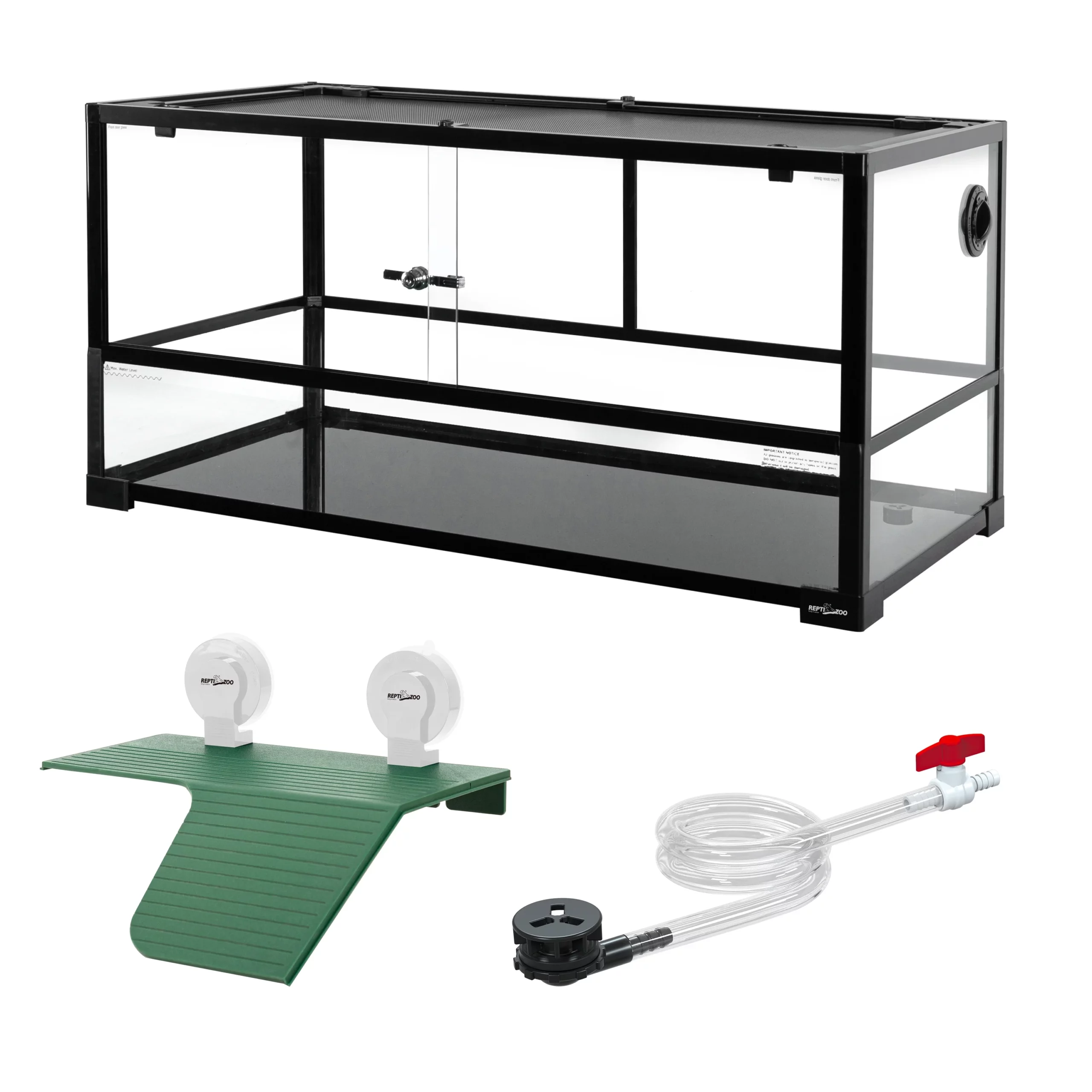 2025 40 Gallon Turtle Tank with Basking Platform & Ventilated Mesh Cover, Black