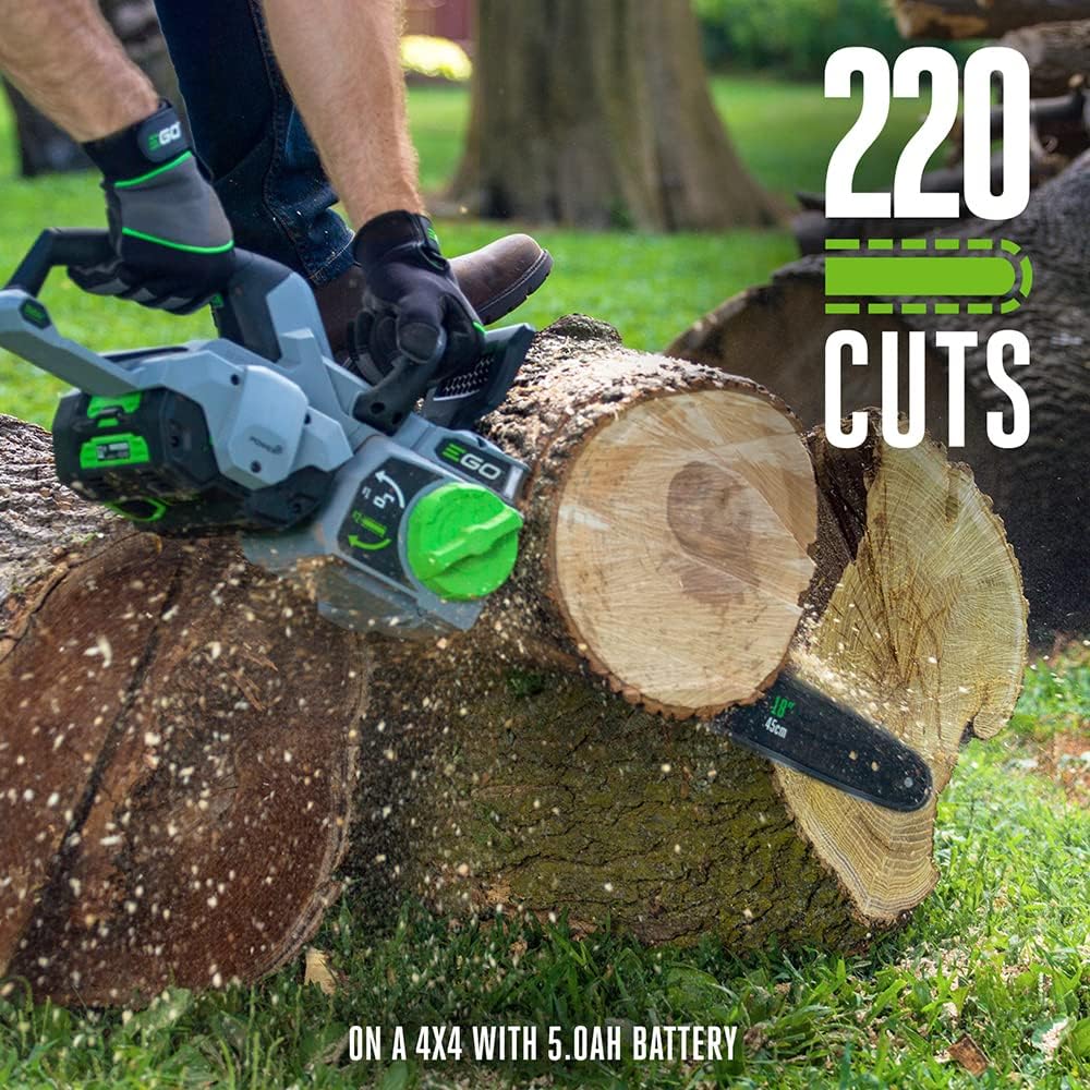 2025 Power+ 18-Inch 56-Volt Lithium-ion Cordless Chainsaw with 4.0Ah Battery and Charger Included