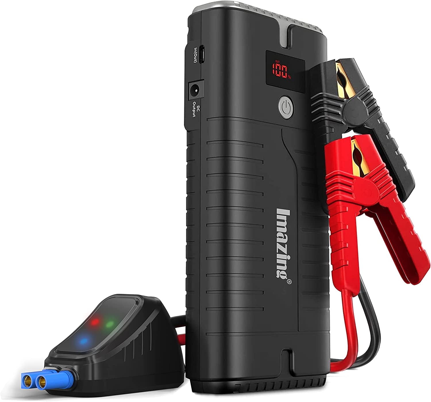 2025 Portable Car Jump Starter 2000A Peak 18000mAH, 12V Auto Battery Booster Portable Power Pack with LCD Display Jumper Cables, QC 3.0 and LED Light