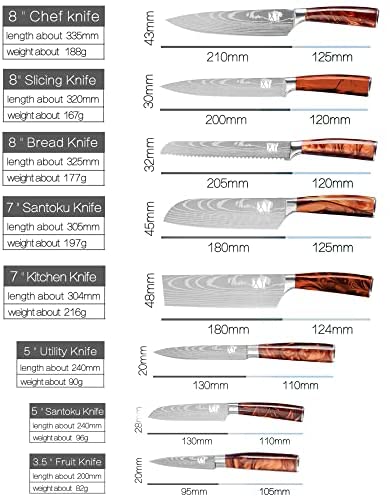 2025 XYJ Stainless Steel 8-Piece Kitchen Knife Set with Ergonomic Handles, Sheaths & Carry Case