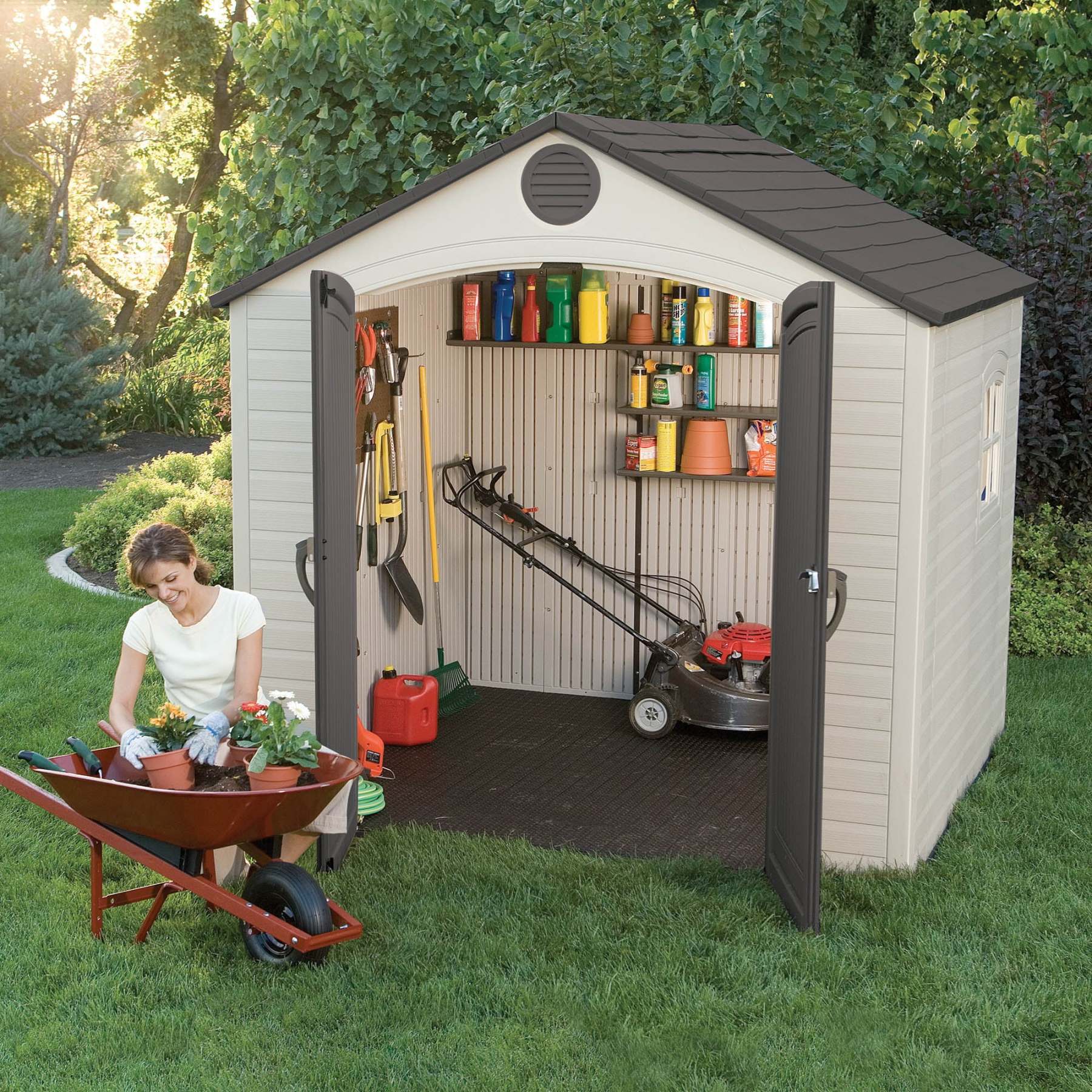 2025 Outdoor Storage Shed 8×5 ft – Durable HDPE with Steel Reinforcement, Weather-Resistant