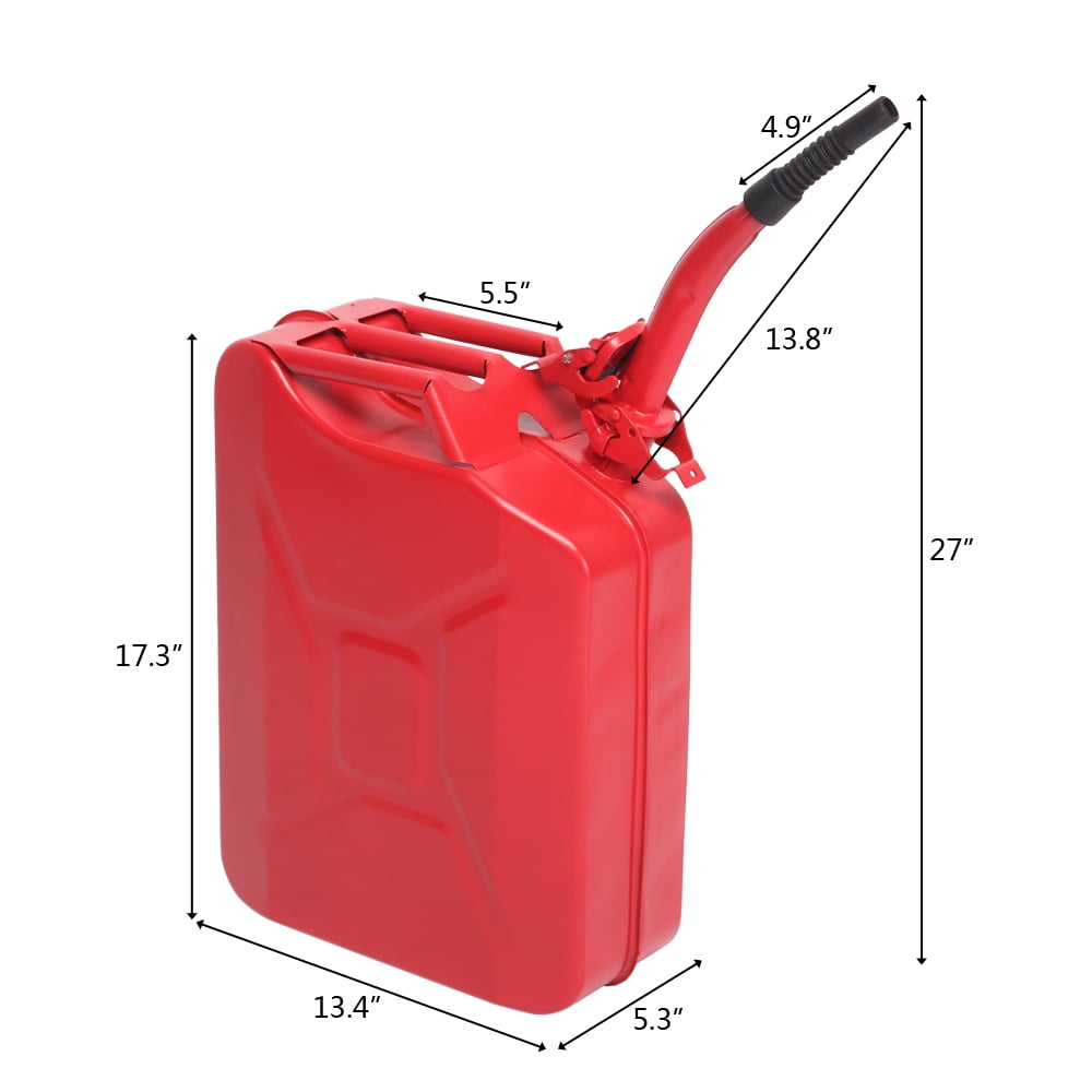 2025 Jerry Cans for Gasoline, 20L 5 Gallon Metal Gas Can with Fuel Can and Spout System, US Standard Cold-Rolled Plate Petrol Diesel Can, Jerry Fuel Can, Gasoline Bucket with Oil Pipe, Red