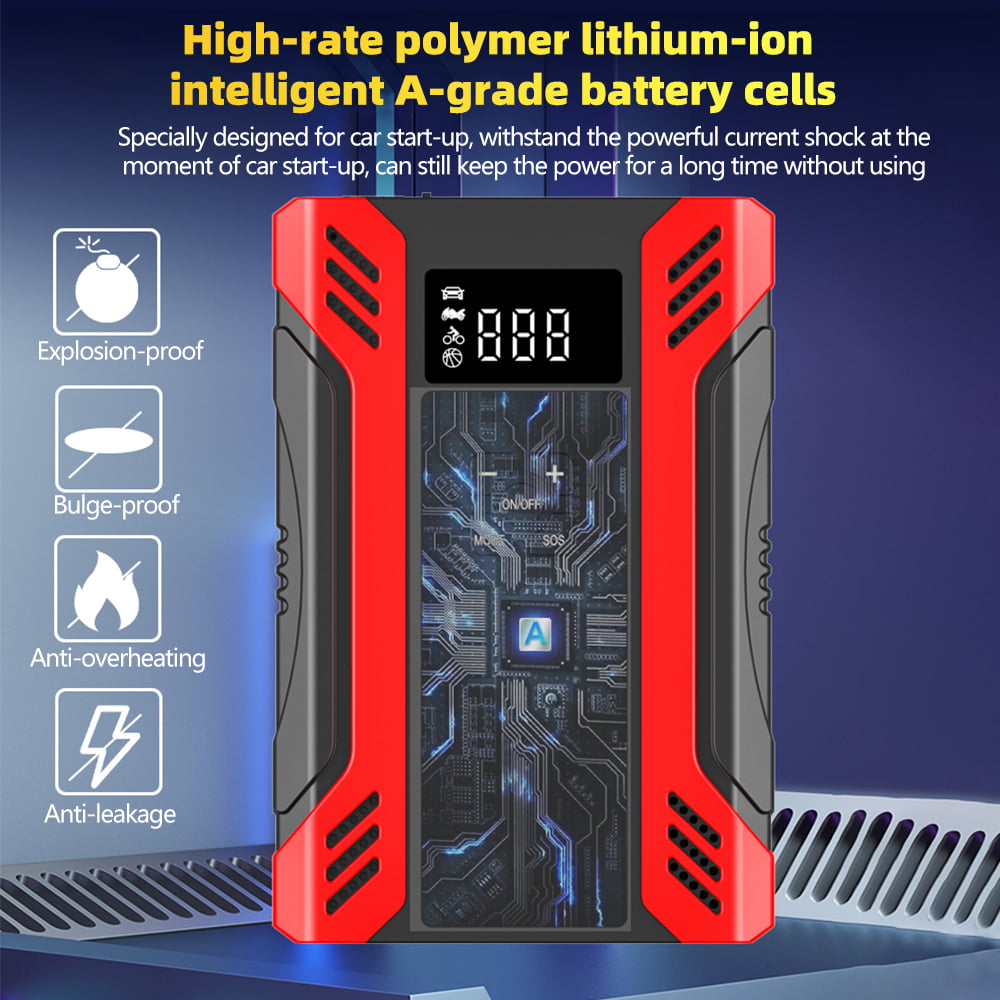 2025 Car Jump Starter with Tire Inflator,DFITO 2000A Peak Portable Battery Starter (up to 7.0L Gas or 6.5L Diesel Engine), 37000mAh Portable Car Battery Booster