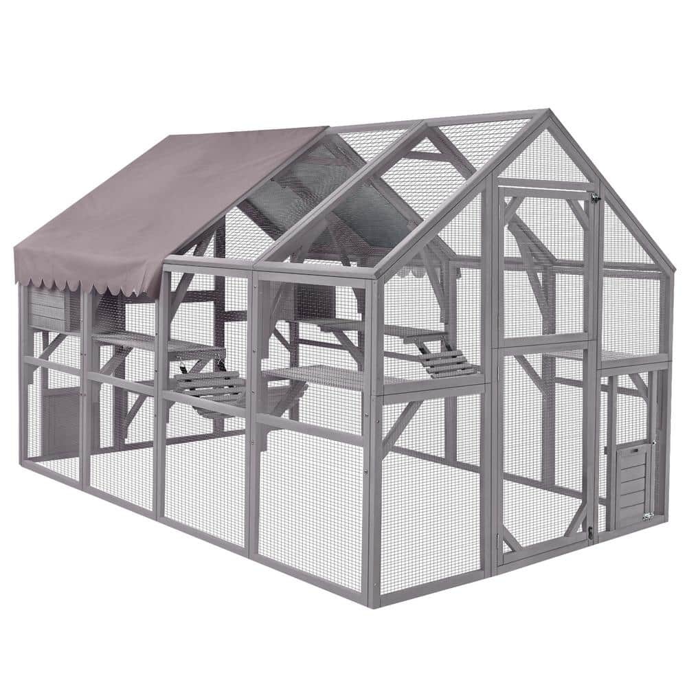 2025 Luxury Outdoor Cat House: Spacious 56.54ft2 Enclosure with Platforms & Weatherproof Cover