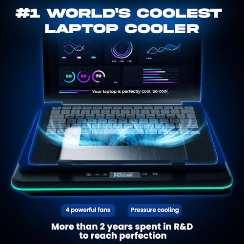 2025 Gaming Laptop Cooling Pad - 4 Powerful Turbo Fans up to 16000 RPM