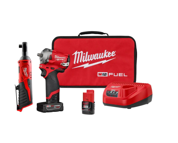 2025 2554-22-2457-20 M12 FUEL 12V Lithium-Ion Brushless Cordless Stubby 3/8 in. Impact Wrench Kit with M12 3/8 in. Ratchet