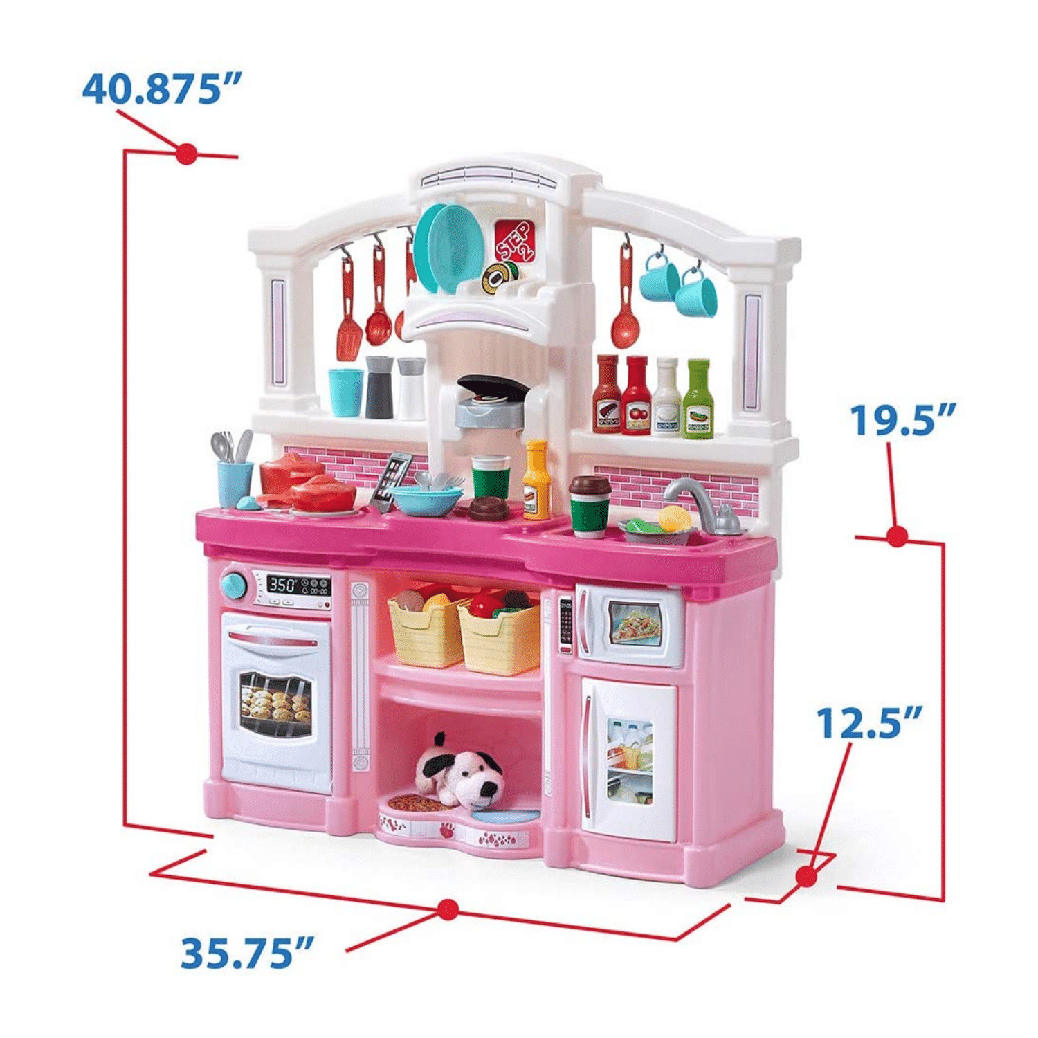 2025 Step2 Fun with Friends Kitchen Playset for Kids with Lights, Sounds, and Pretend Appliances – Pink