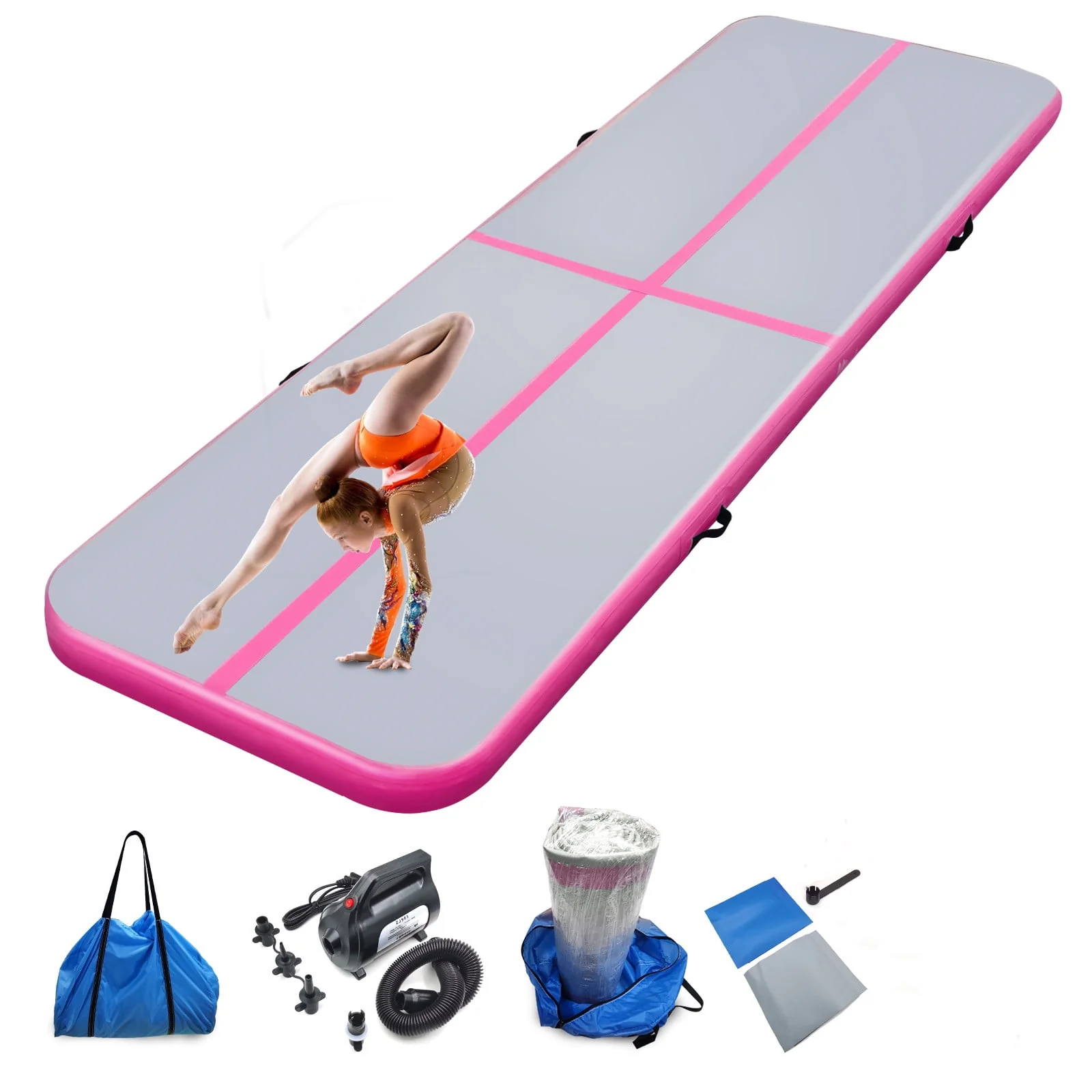 2025 Air mat Tumbling Track 10ft 13ft 16ft 20ft Gymnastics Mat Thickness 4 inches for Home Use/Gym/Yoga/Training/Cheerleading/Outdoor/Beach/Park/Water/Kid with Electric Air Pump Carry Bag flarmor