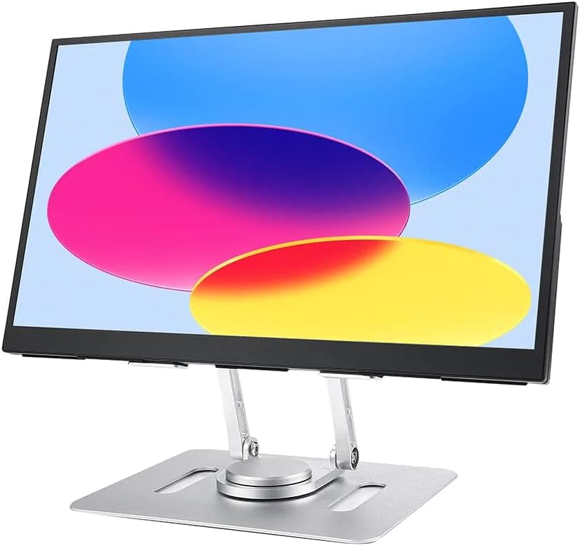 2025 Silver Aluminum Portable Adjustable Monitor Stand with 360 Degree Swivel Base