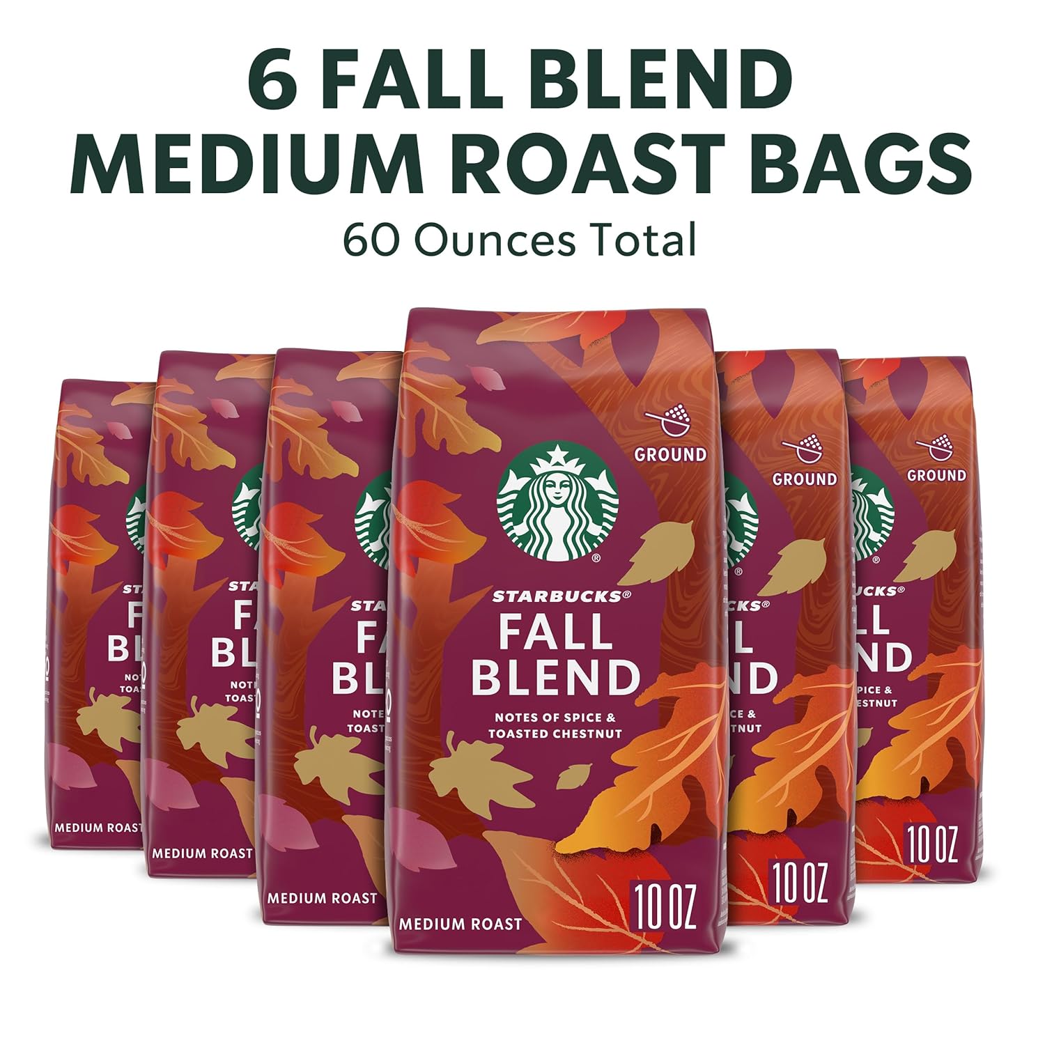 2025 Medium Roast Coffee, Fall Blend, 100% Arabica, Limited Edition, 6 Bags (10 Oz Each)