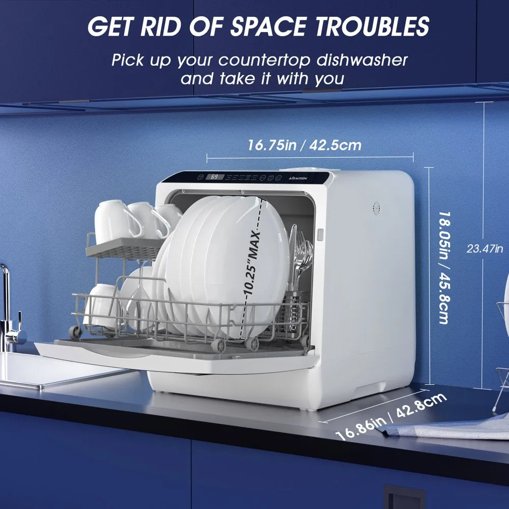 2025 Portable Countertop Dishwasher with 5-Liter Built-In Water Tank and Air-Dry Function, 5 Washing Programs flarmor