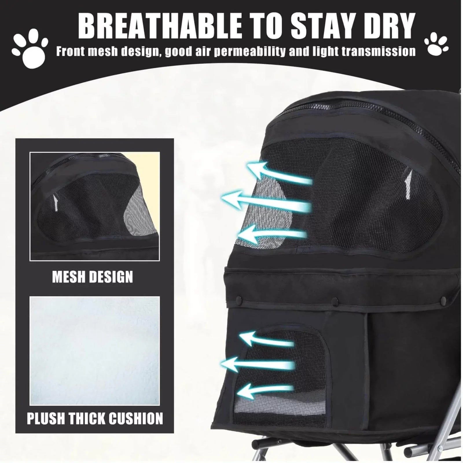 2025 Foldable Dog Stroller Cat Stroller with Storage Basket & Removable Liner, 4 Wheels Pet Stroller,Foldable Carrier Strolling Cart for Dogs Cats, Black