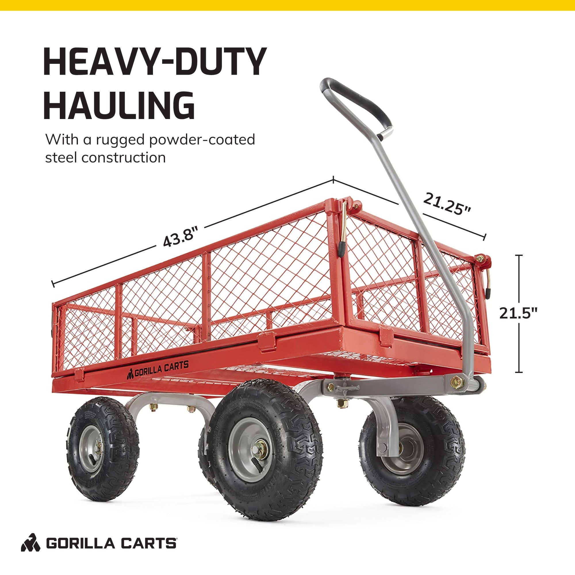 2025 800 Pound Capacity Heavy Duty Steel Mesh Utility Wagon Cart, Red