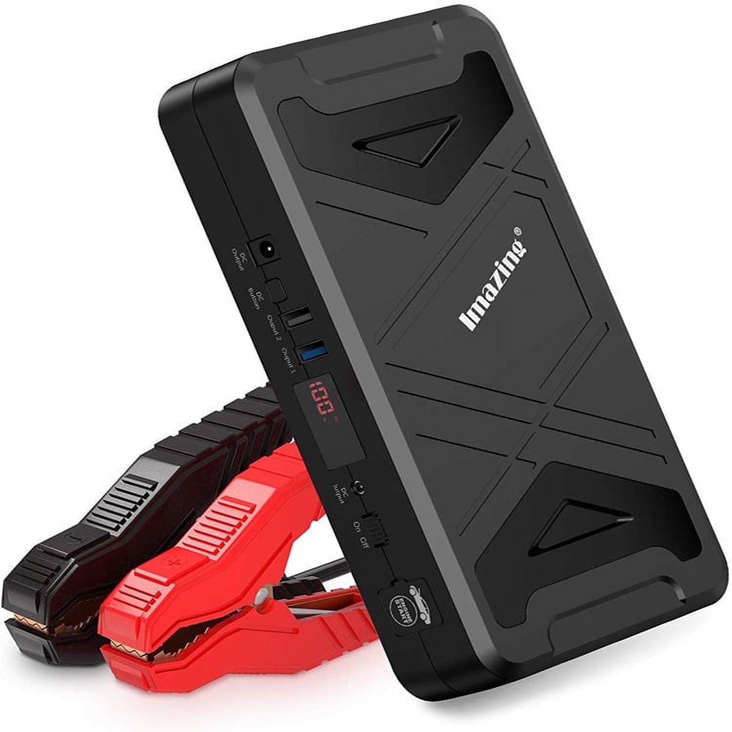 2025 Portable Car Lithium Jump Starter – 2500A Peak 21000mAh (Up to 10L Gas or 10L Diesel Engine) 12V Auto Battery Booster Power Pack with Jumper Cables, QC 3.0 and 110V Inverter