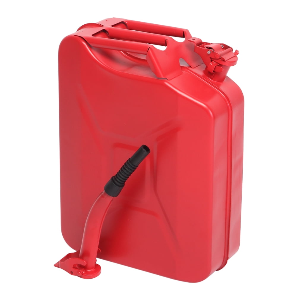 2025 Jerry Cans for Gasoline, 20L 5 Gallon Metal Gas Can with Fuel Can and Spout System, US Standard Cold-Rolled Plate Petrol Diesel Can, Jerry Fuel Can, Gasoline Bucket with Oil Pipe, Red