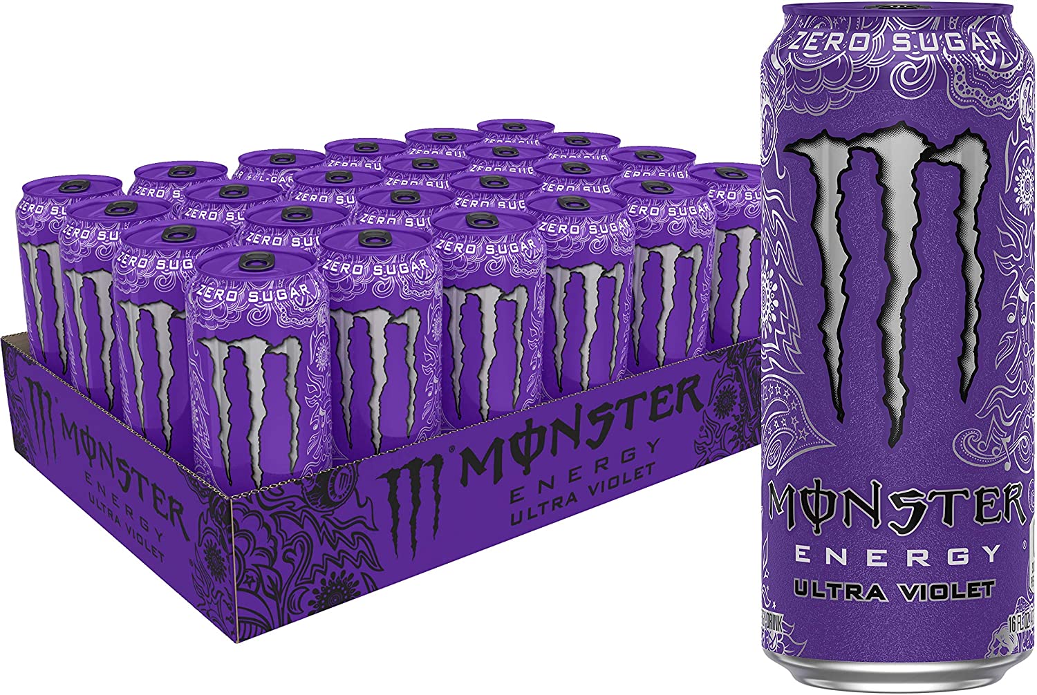 2025 Monster Energy Ultra Violet, Sugar Free Energy Drink, 16 Ounce (Pack of 24)