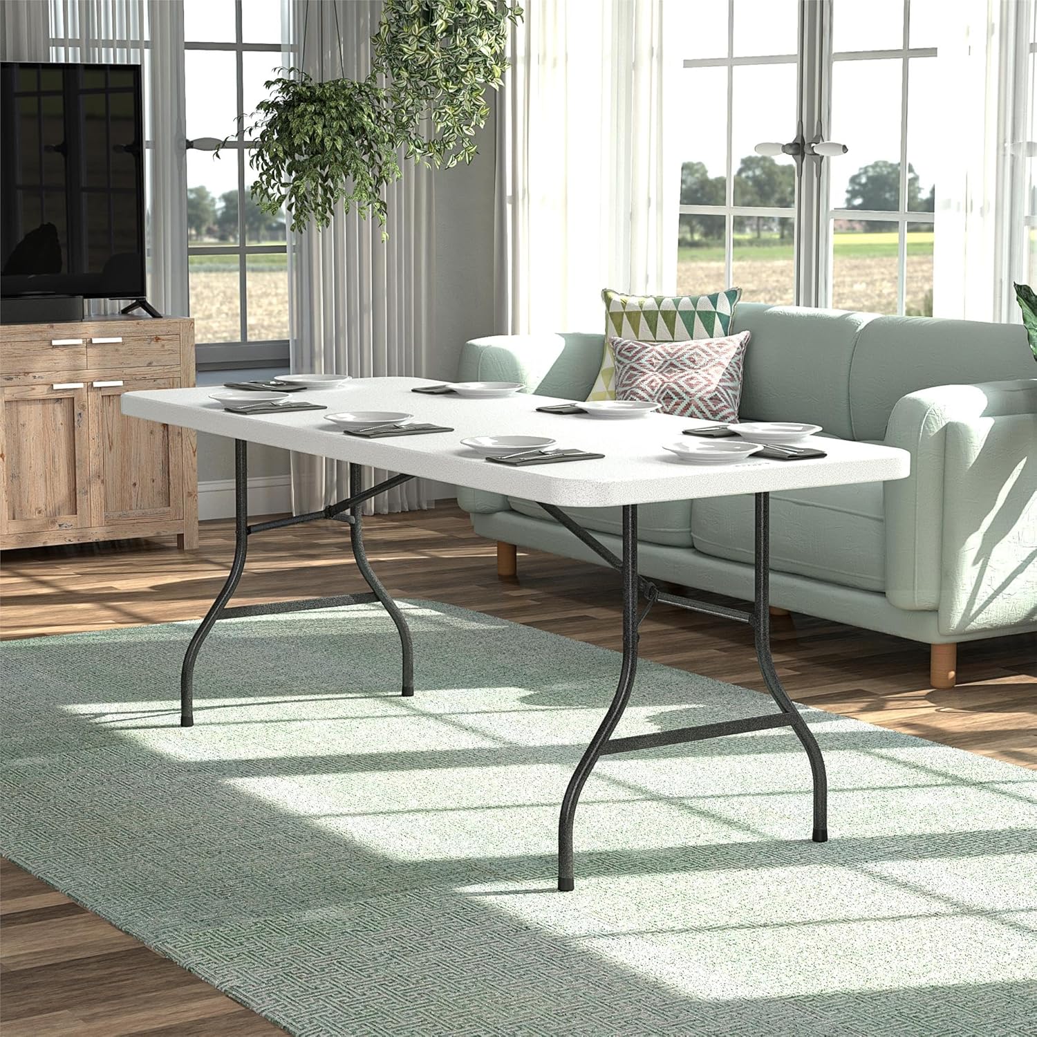 2025 6 Foot Blow Molded Folding Table, White