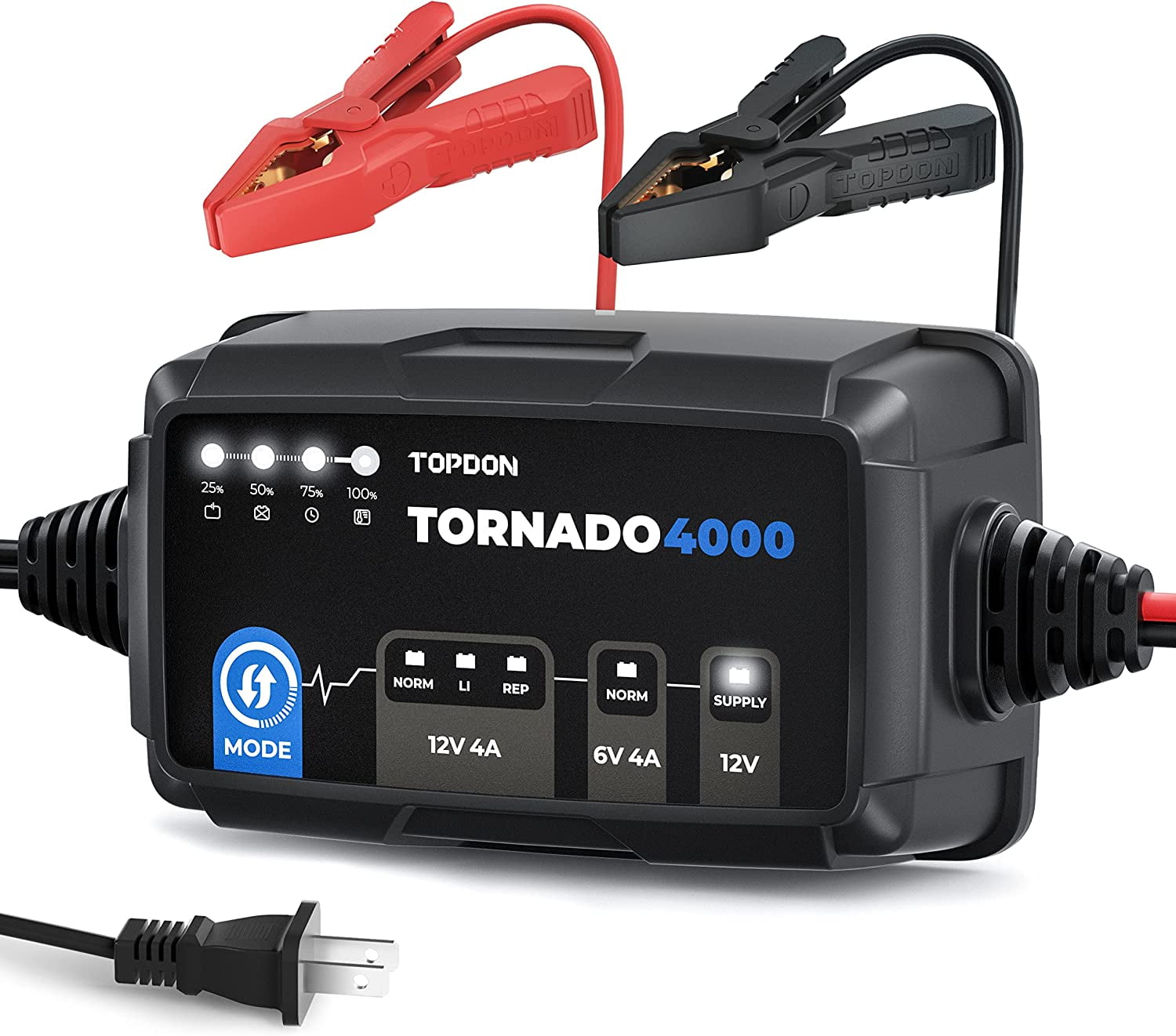 2025 Car Battery Charger, TOPDON T4000 4A/1A Auto Smart Battery Maintainer Desulfator for Lead-Acid/Lithium ion Batteries