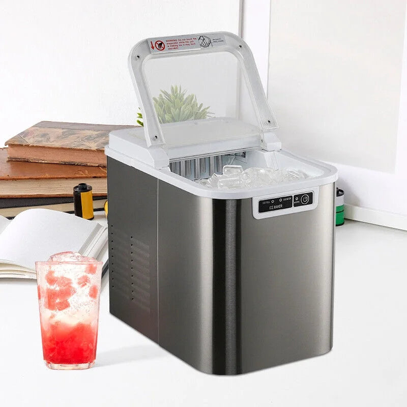 2025 Countertop Ice Maker Portable Ice Machine with Carry Handle Basket and Scoop for Home Kitchen Party 110V