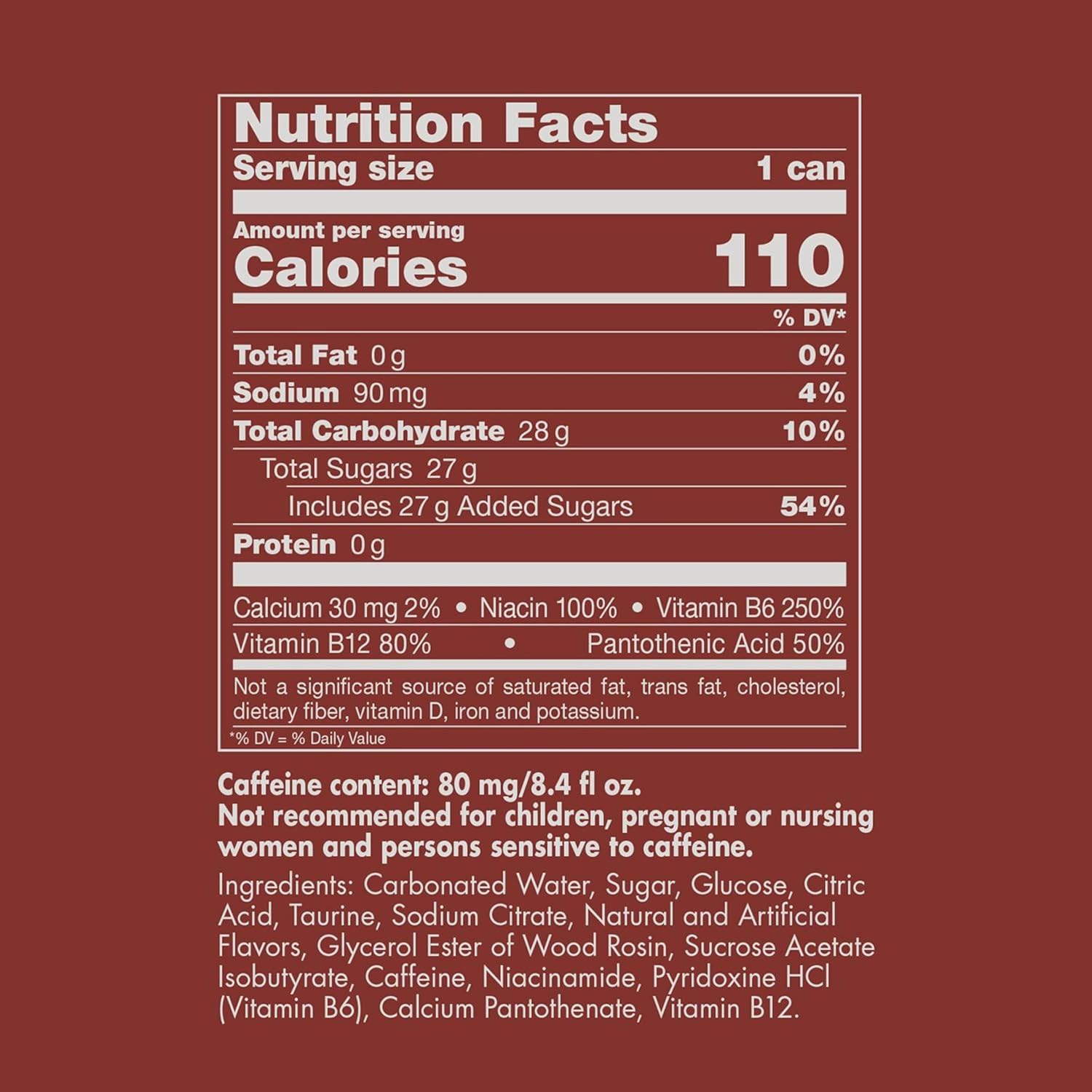 2025 Peach Nectarine, with 80mg Caffeine plus Taurine & B Vitamins, 8.4 Fl Oz, 6 Packs of 4 Cans (Pack of 24)