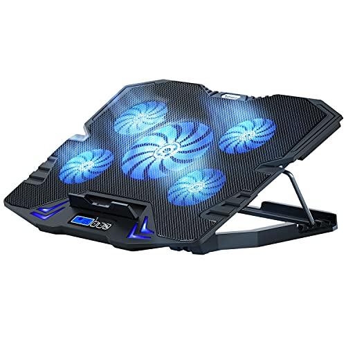 2025 Gaming Laptop Cooler Cooling Pad with 5 Silent Fans and LCD Screen