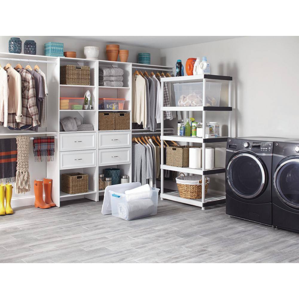 2025 5-Tier Plastic Shelving Unit, 72′′x36′′x24′′, 200 lbs Capacity, Gray