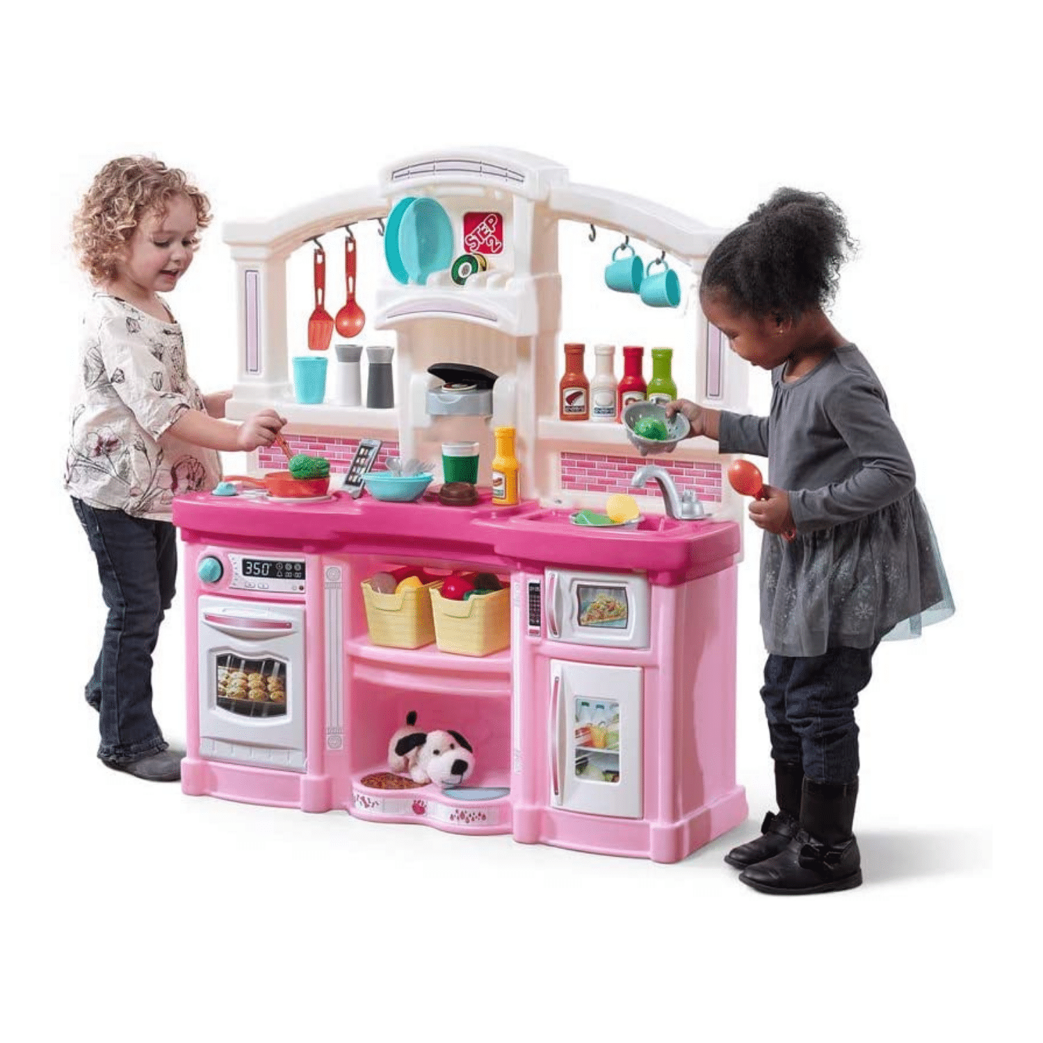2025 Step2 Fun with Friends Kitchen Playset for Kids with Lights, Sounds, and Pretend Appliances – Pink